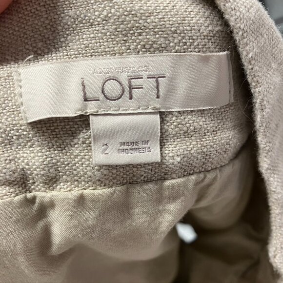 Ann Taylor Loft Linen Mini Skirt Pockets Neon Trim Y2K Womens 2 Tan Neon Boho - Picture 9 of 14